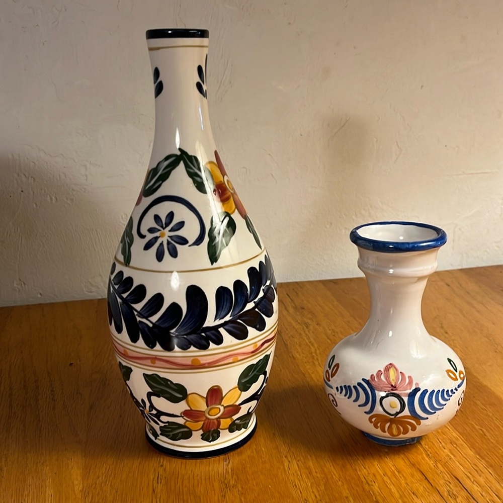 Two vases from Spain.  9” and 5”.